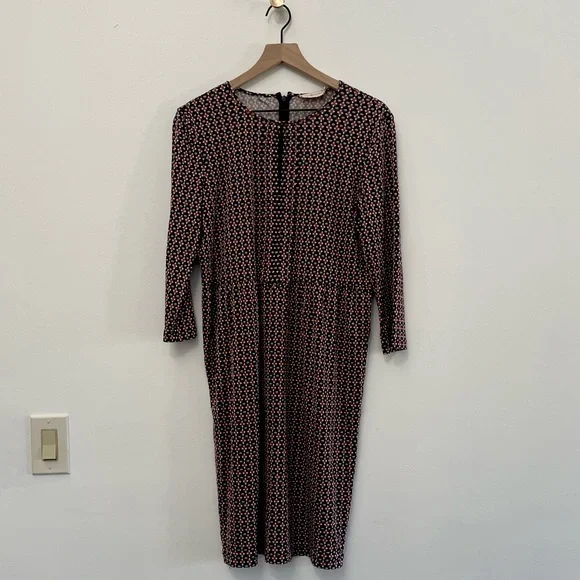 Tory Burch Women Dress Large Blue coral cream midi keyhole back patterned mod - Picture 2 of 5